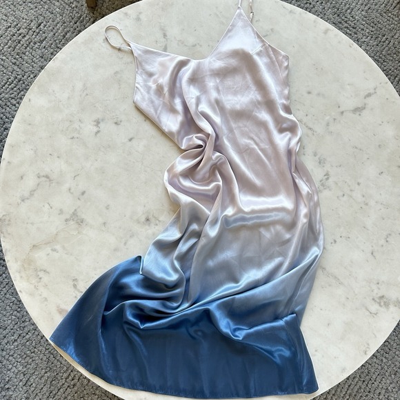 Reformation Ombré Sofia 100% Silk Slip Midi Dress Blue Lavender size 0 $278 Prom - Picture 2 of 14